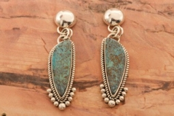 Artie Yellowhorse Genuine Kingman Turquoise Sterling Silver Post Earrings